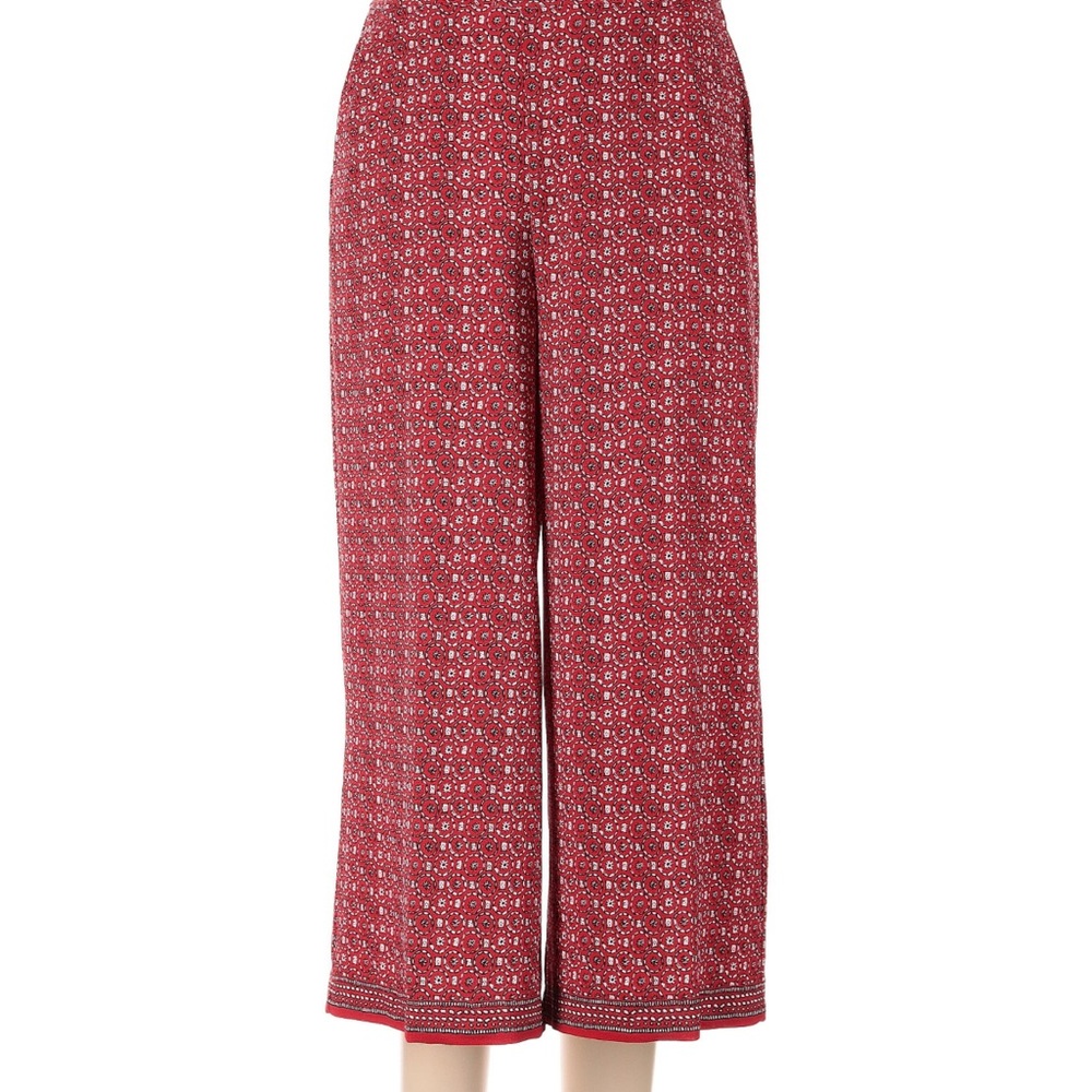 Max Studio Red and White Geometric Trousers